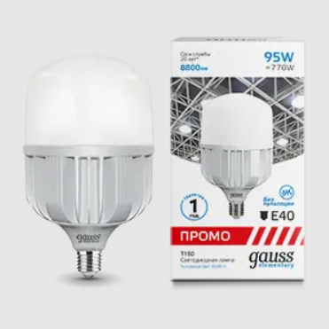 фото Лампа gauss elementary t160 95w 8800lm 6500k e40 promo led 1/8