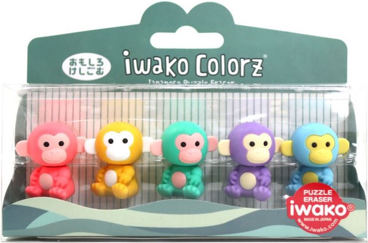фото Набор стирательных резинок "обезьяны", 5 предметов iwako