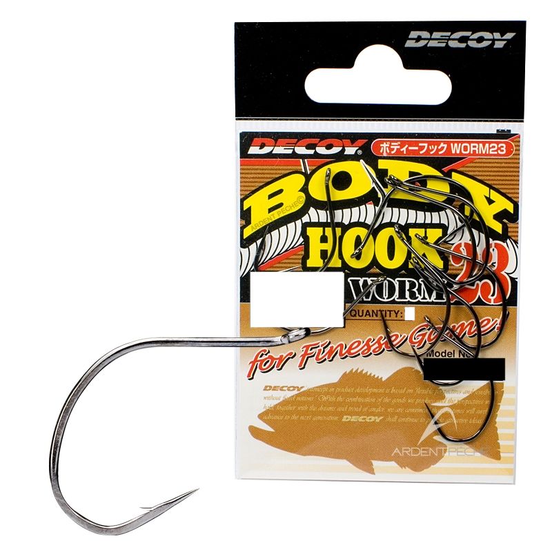 

Крючок Decoy Body Hook Worm 23 #6 (9 шт.), Серебристый, Body Hook Worm 23