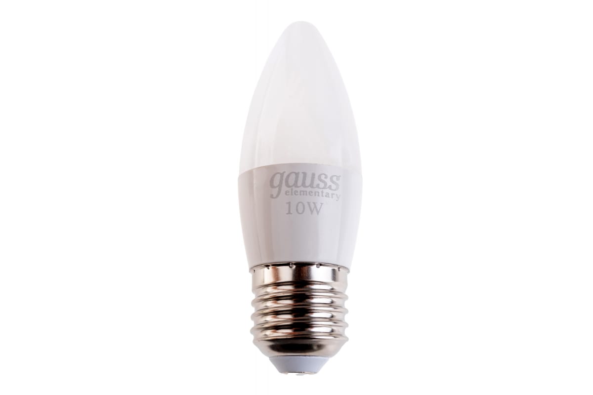 фото Упаковка ламп 10 штук лампа gauss elementary свеча 10w 750lm 6500k e27 led 1/10/100