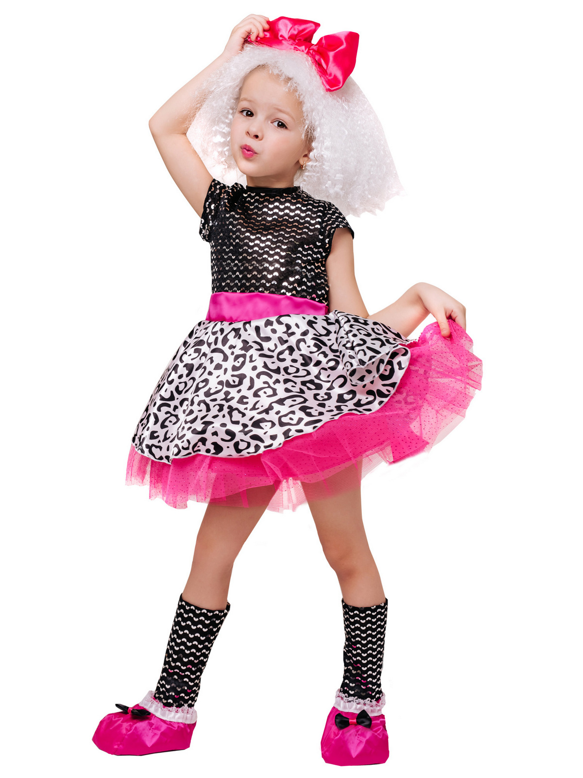 Карнавальный костюм Batik 2101 к-20 Кукла, черный, белый, розовый, 134 карнавальный костюм батик кукла единорожка розовый голубой белый р 110