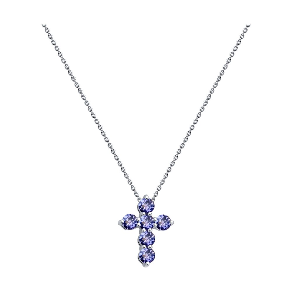 

Колье из белого золота 45 см SOKOLOV 6074057-3, танзанит, 6074057-3