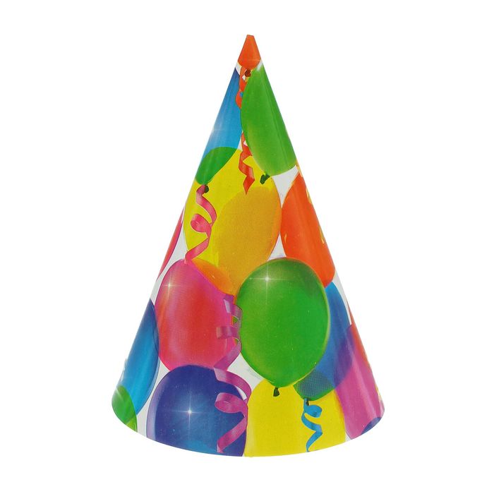 

Колпак Страна Карнавалия бумажный Праздник шарики и серпантин набор 6 шт. 2302943, Разноцветный