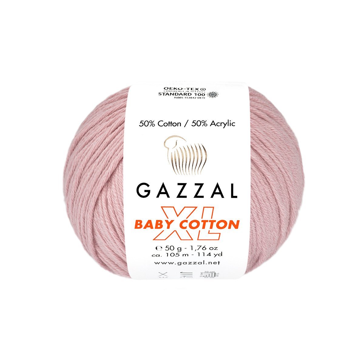 фото Пряжа для вязания gazzal baby cotton xl 3444 розовая пудра