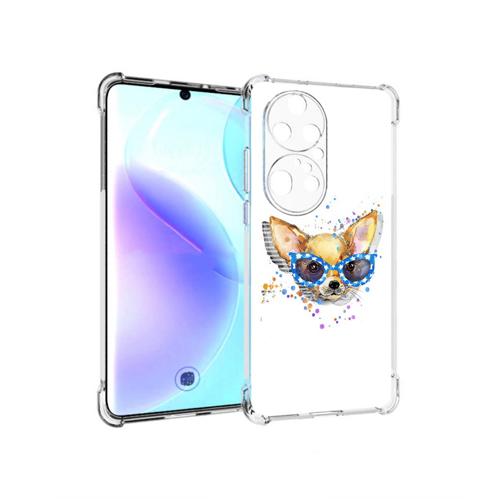 

Чехол MyPads Tocco для Huawei P50 Pro чихуа-хуа в очках, Прозрачный, Tocco