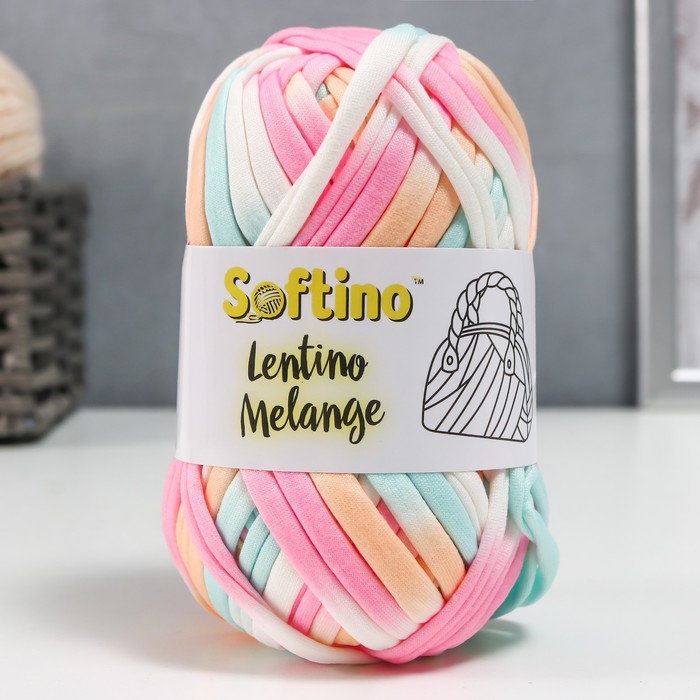 

Пряжа трикотажная 95% хлопок, 5% эластан "Lentino Melange" 100 гр 30 м цвет 14