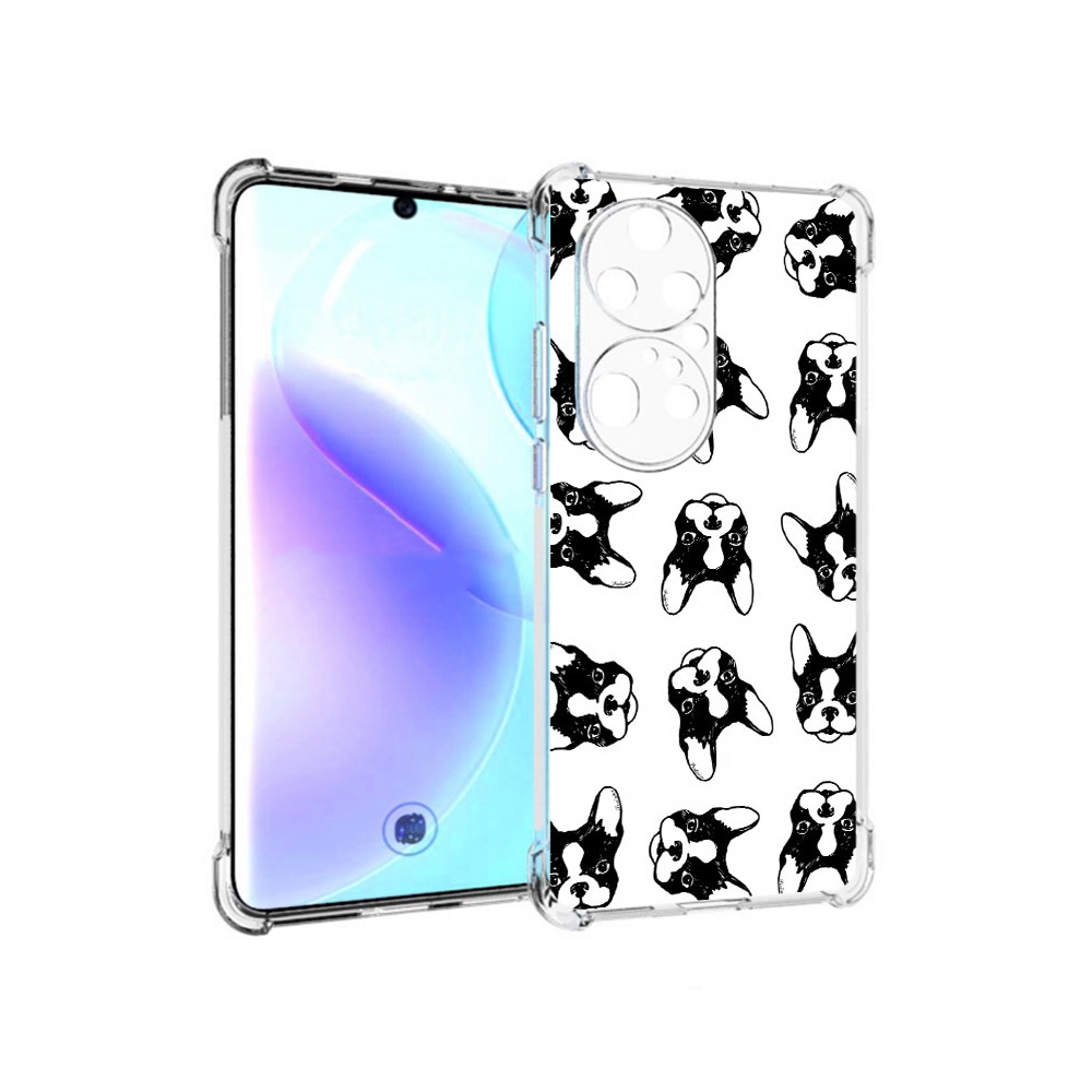 

Чехол MyPads Tocco для Huawei P50 Pro черно белые собачки, Прозрачный, Tocco