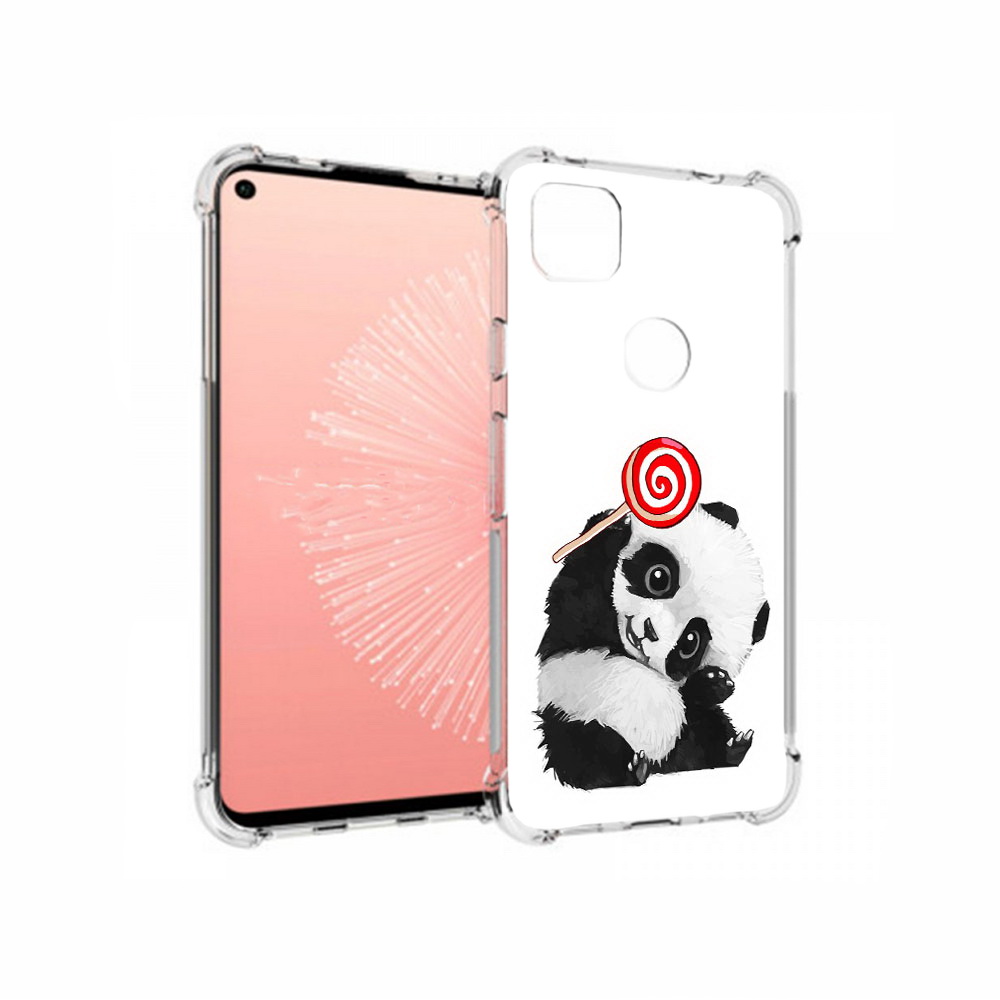

Чехол MyPads Tocco для Google Pixel 4A панда с леденцом, Прозрачный, Tocco