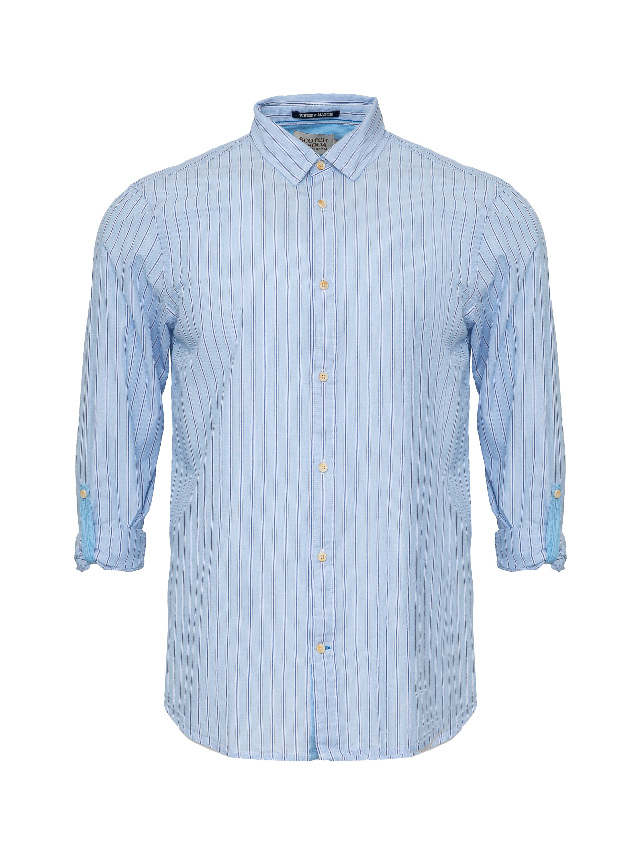 

Рубашка мужская Scotch & Soda 169715 голубая 52 RU, Голубой, 169715