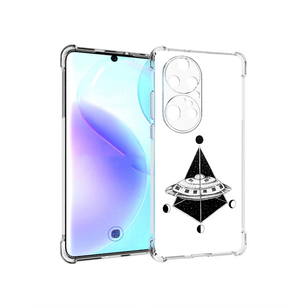 

Чехол MyPads Tocco для Huawei P50 Pro черно белая летающая тарелка, Прозрачный, Tocco