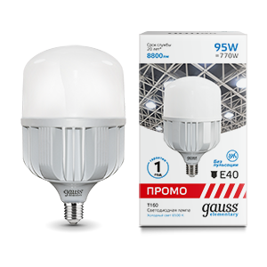 фото Лампа gauss elementary t160 95w 8800lm 6500k e40 promo led 1/8