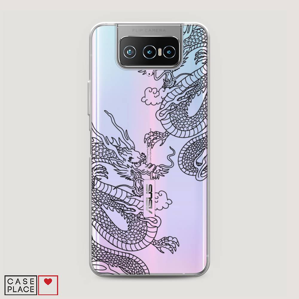 

Чехол на Asus Zenfone 7 "Два китайских дракона", Серый;черный, 44050-1
