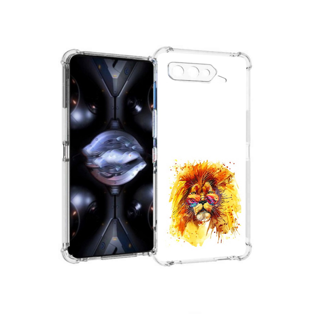 

Чехол MyPads Tocco для Asus ROG Phone 5 Pro лев в очках, Прозрачный, Tocco