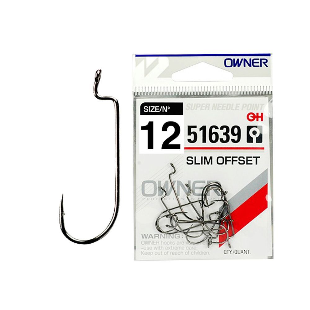 

Офсетные крючки Owner офсетные №12, Черный, Slim Offset 51639