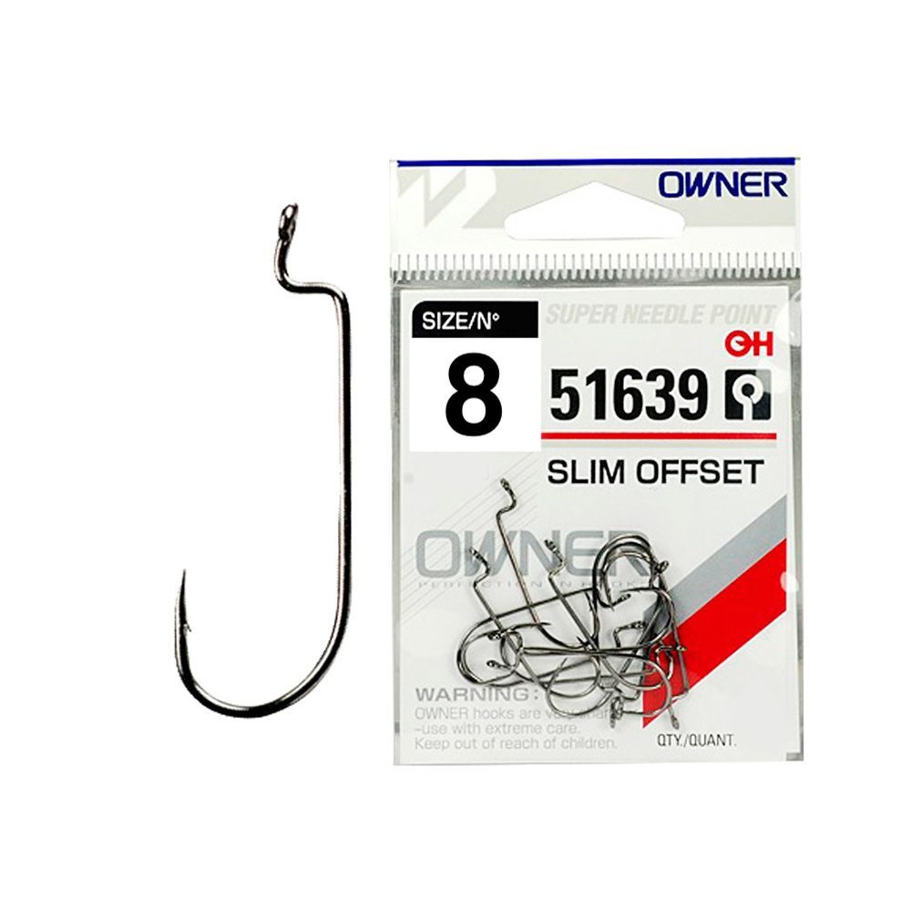 

Офсетные крючки Owner офсетные №8, Черный, Slim Offset 51639