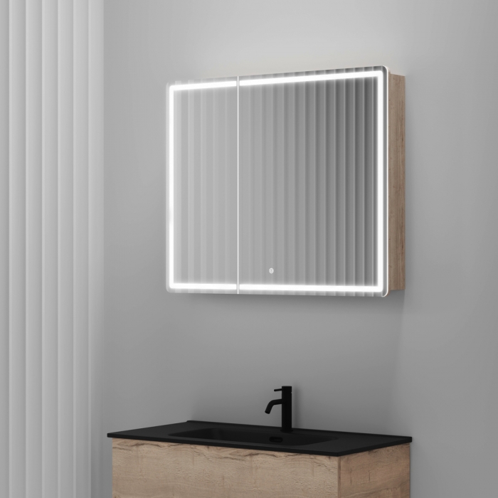 

Зеркальный шкаф Sancos Mirror 90 дуб галифакс, Желтый, Mirror