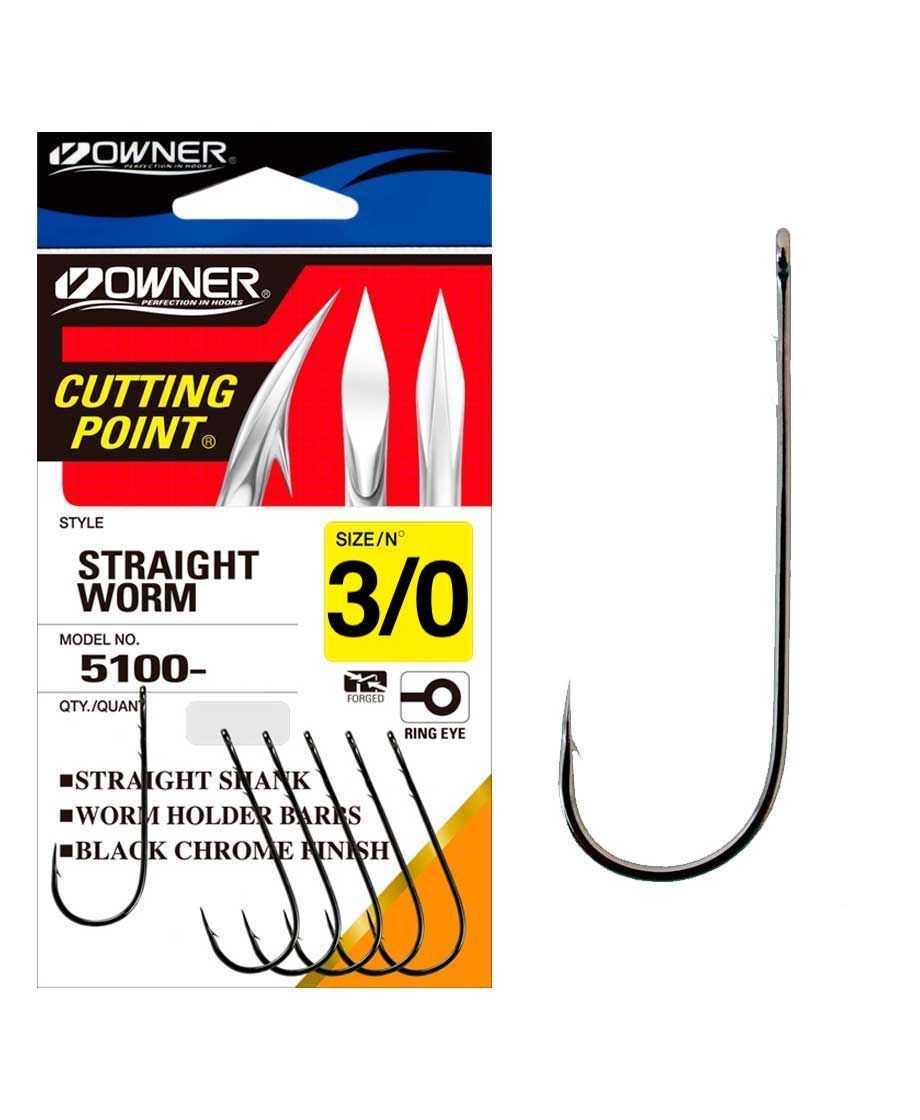 

Крючки одинарные OWNER Straight Shank 5100-131 3/0, Черный, Straight Shank 5100