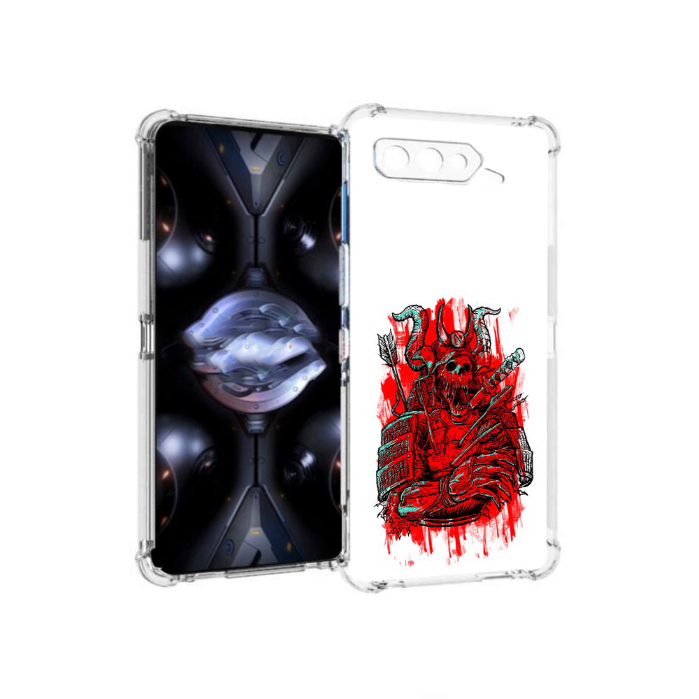 

Чехол MyPads Tocco для Asus ROG Phone 5 Pro красный скелет воин, Прозрачный, Tocco