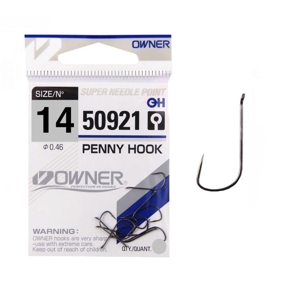 

Крючки одинарные OWNER 50921-14, Черный, Penny Hook 50921