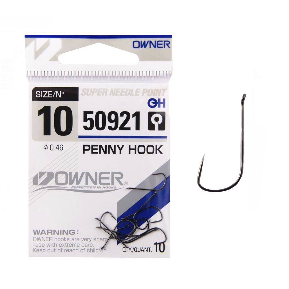 

Крючки одинарные OWNER 50921-10, Черный, Penny Hook 50921