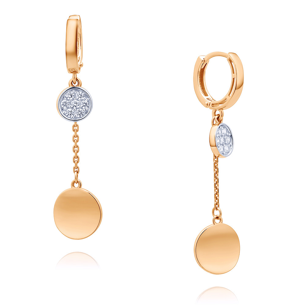 

Серьги подвески из красного золота ADAMAS 24041699/01-А50Д-72, фианит, 24041699/01-А50Д-72
