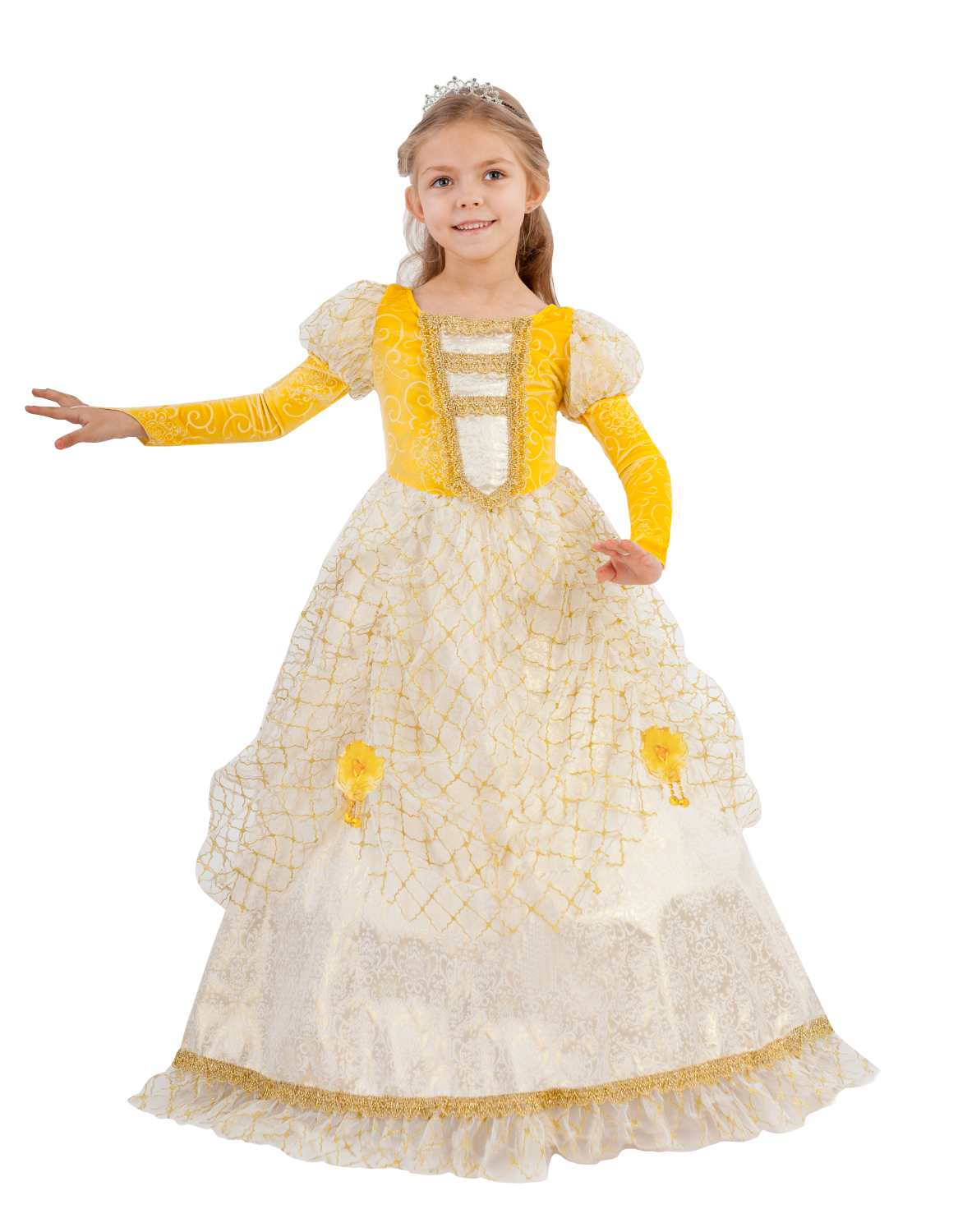 Карнавальный костюм Batik 2071 к-19 Принцесса Анабель, белый, желтый, 128
