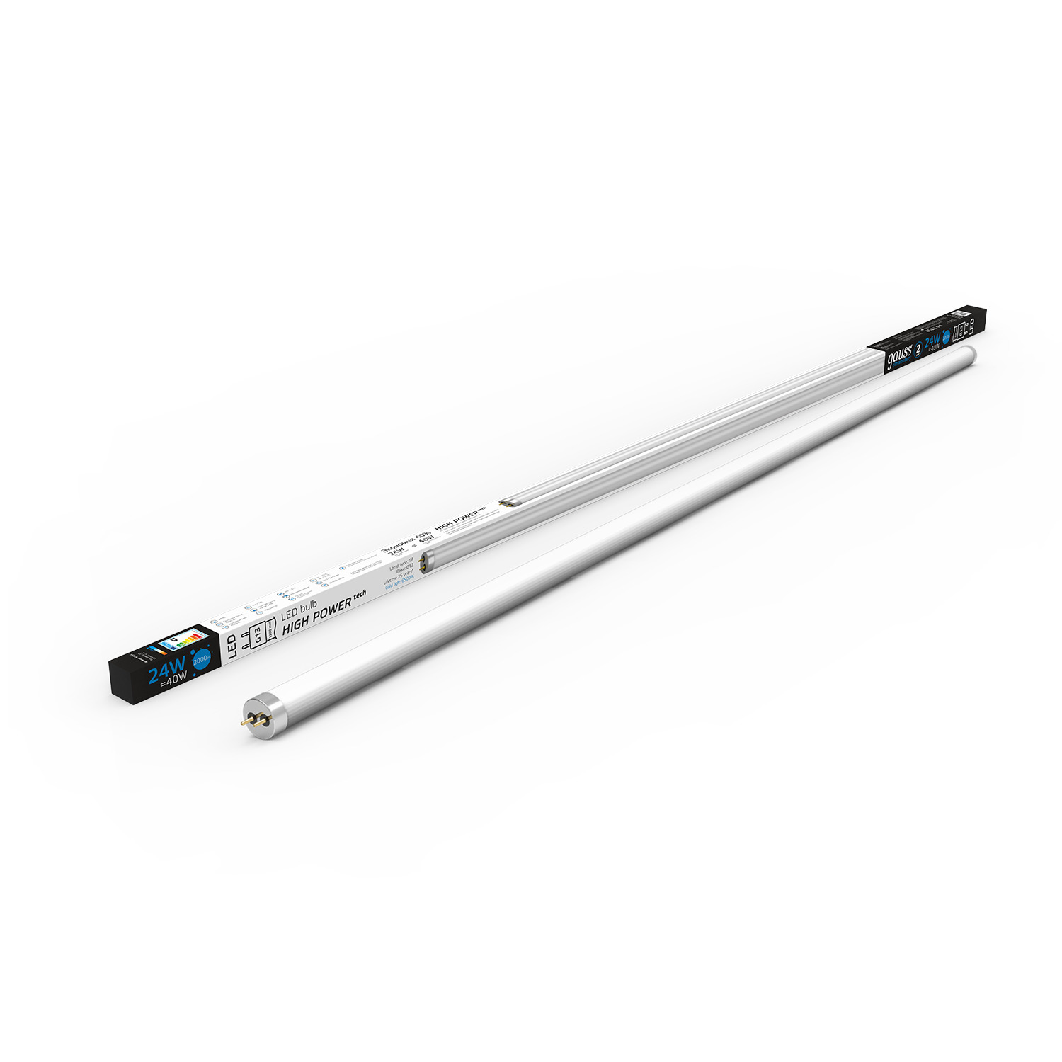 

Лампочка T8 24Вт 2000лм холодный свет 6500K G13 1200mm стекло LED