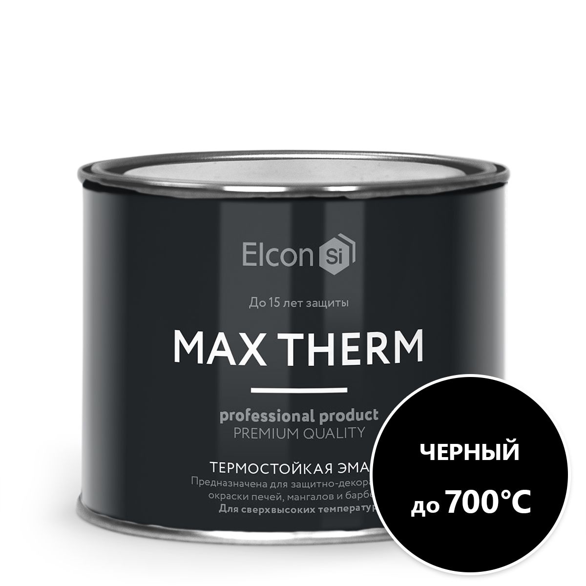 

Эмаль Elcon термостойкая, до 700°С, чёрная, 400 г, Черный, Elcon-19