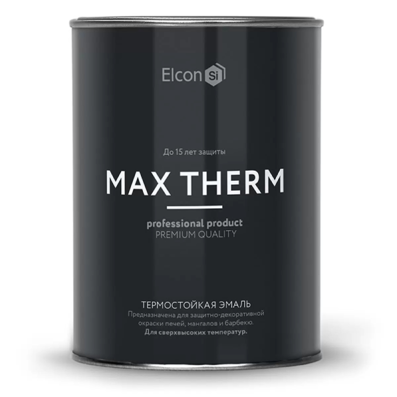 Эмаль термостойкая для печей и каминов Elcon Max Therm, до +1200 С, 0,8 кг, черная