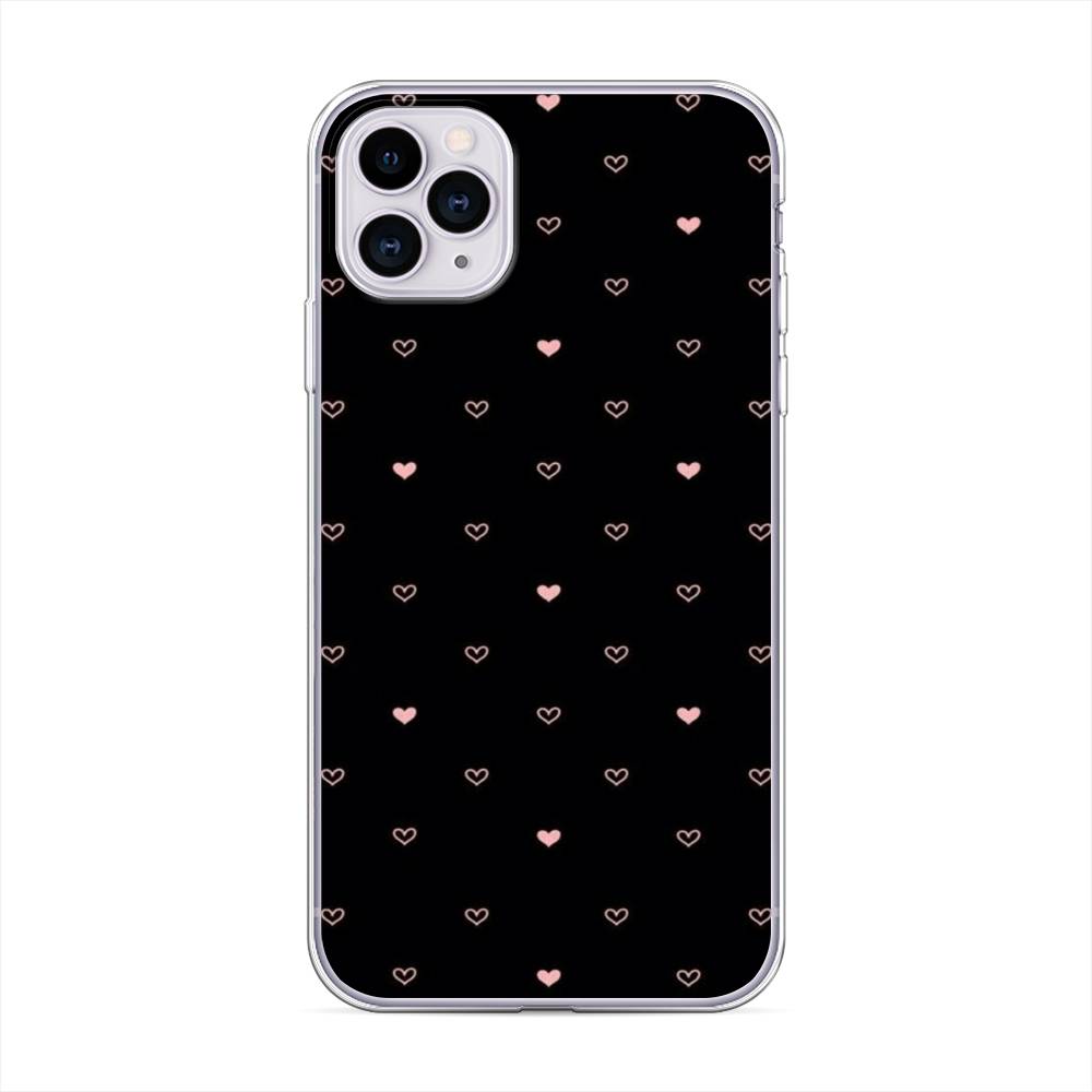 фото Силиконовый чехол "черный фон и сердечки" на apple iphone 11 pro awog