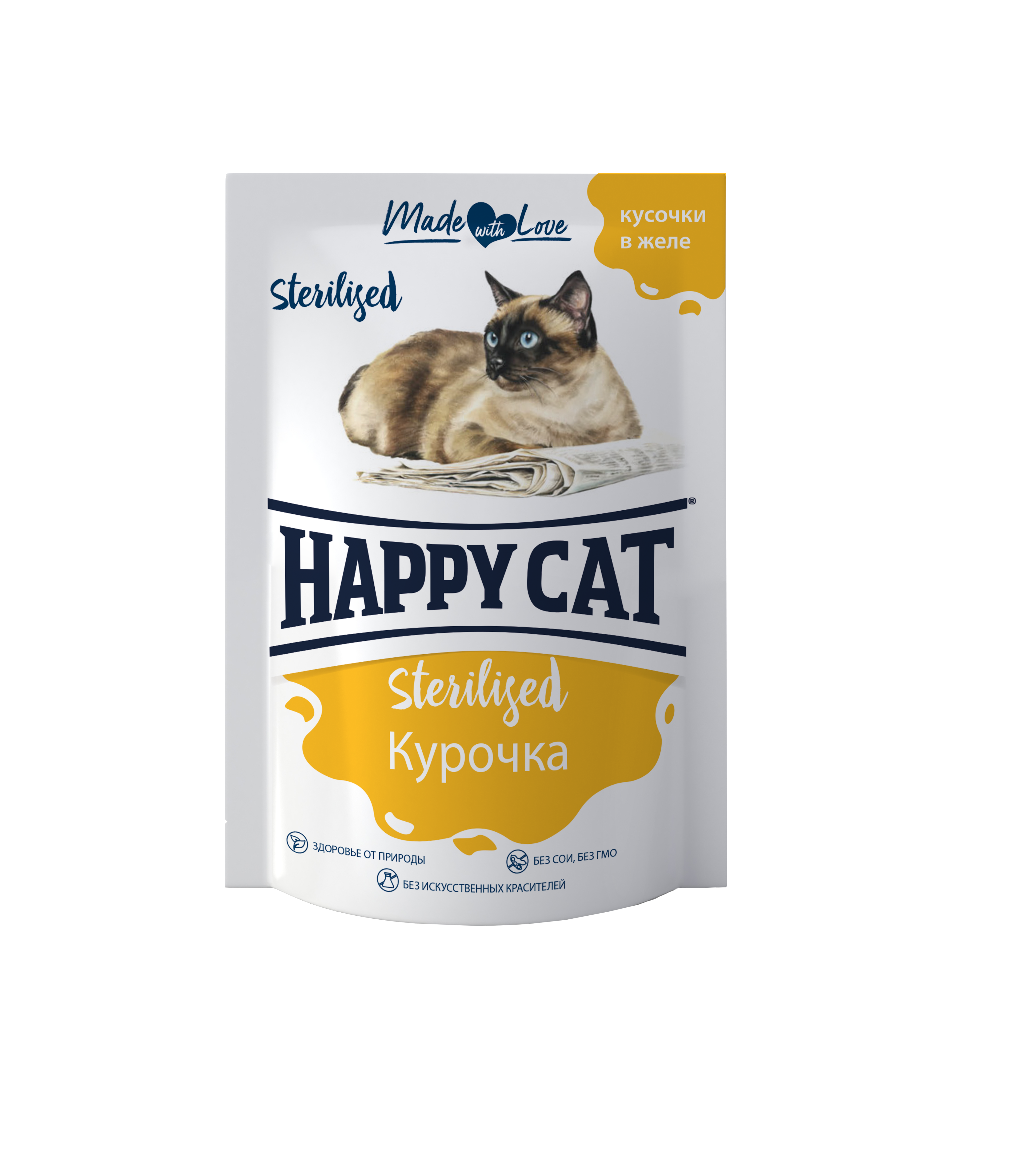 

Влажный консервированный корм для кошек Happy Cat паучи с курицей 24 шт по 85 г