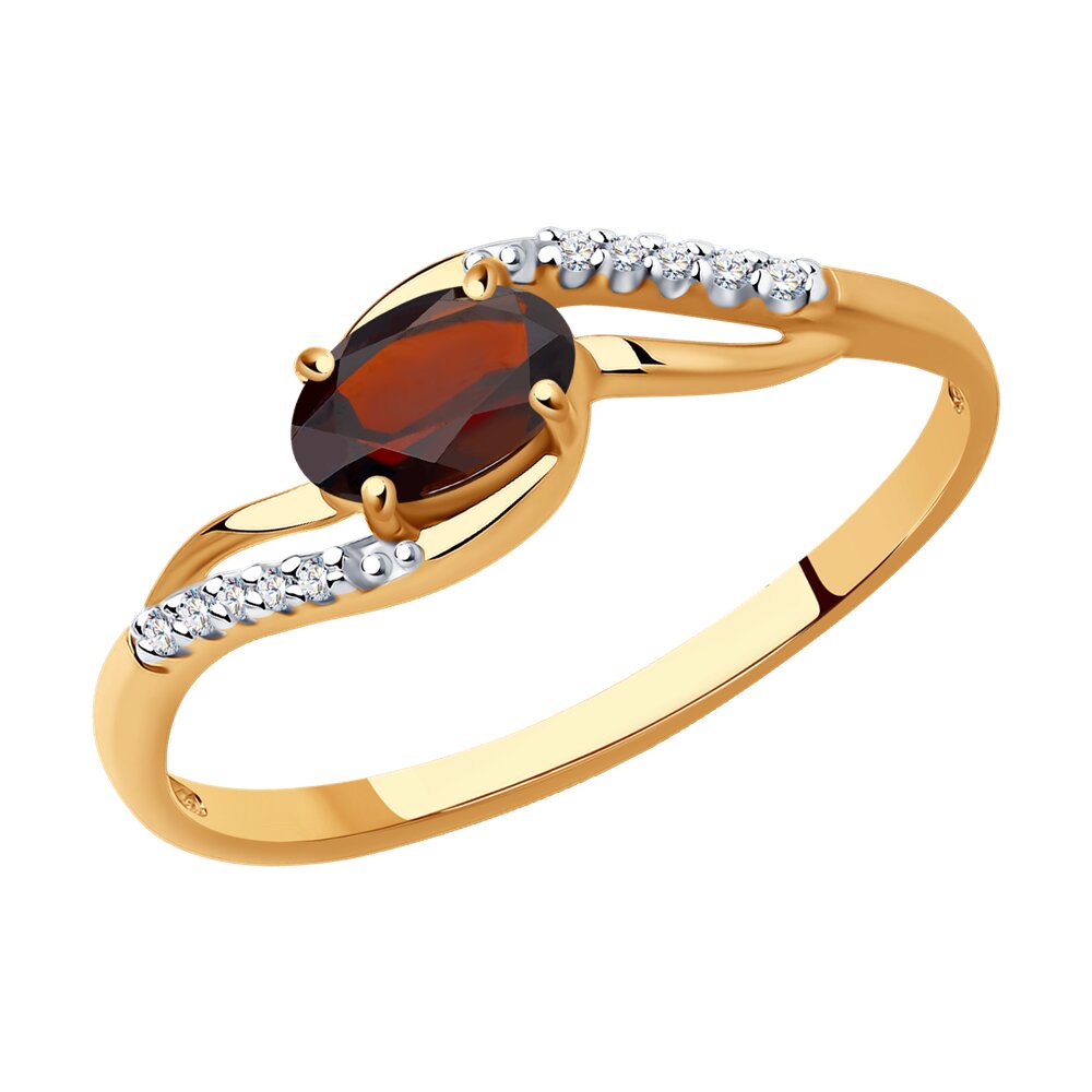 

Кольцо из красного золота с фианитом/гранатом р. 16 SOKOLOV 716518, 716518