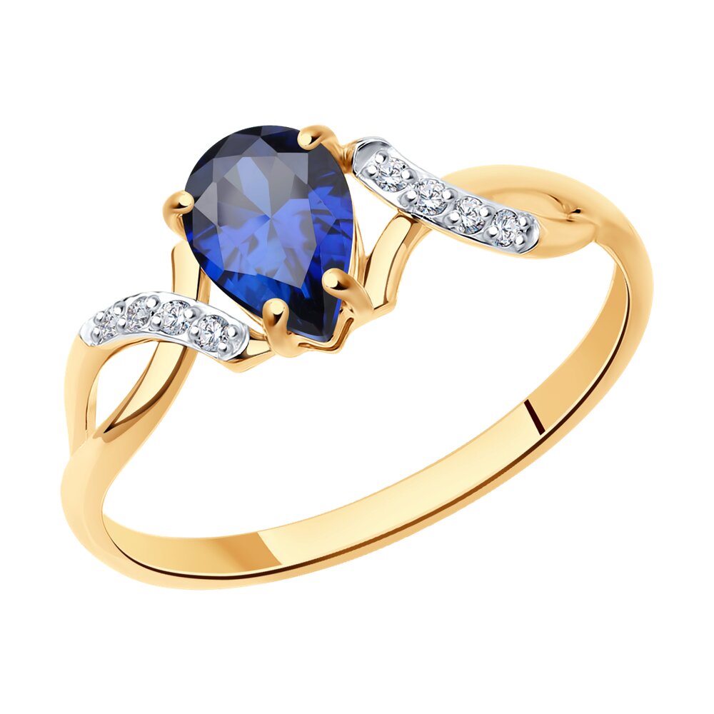 

Кольцо из золота р.  SOKOLOV 716327, корунд искусственный\фианит, 716327