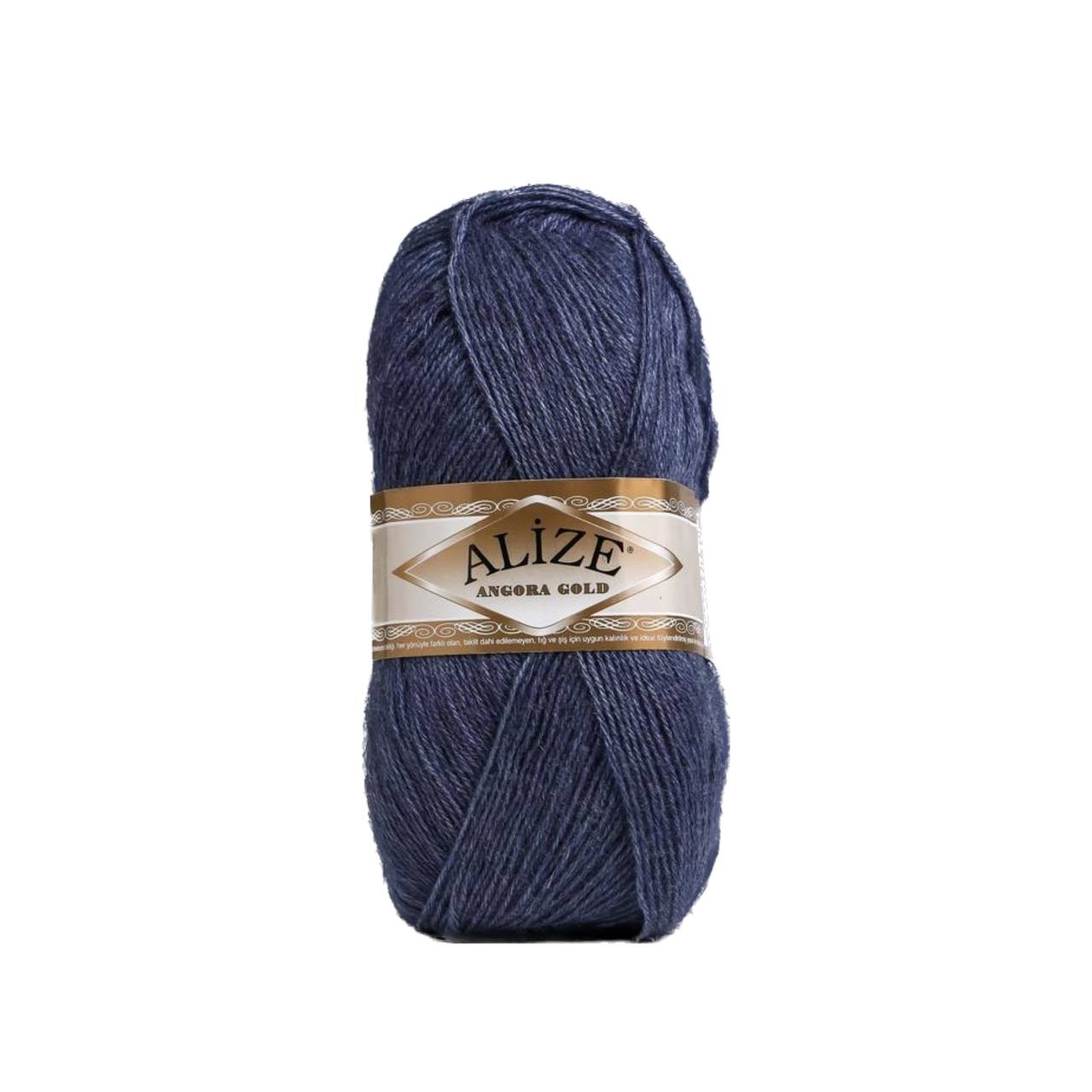 

Пряжа "Angora Gold" 20%шерсть, 80%акрил 550м/100гр (203 - джинс меланж), Синий