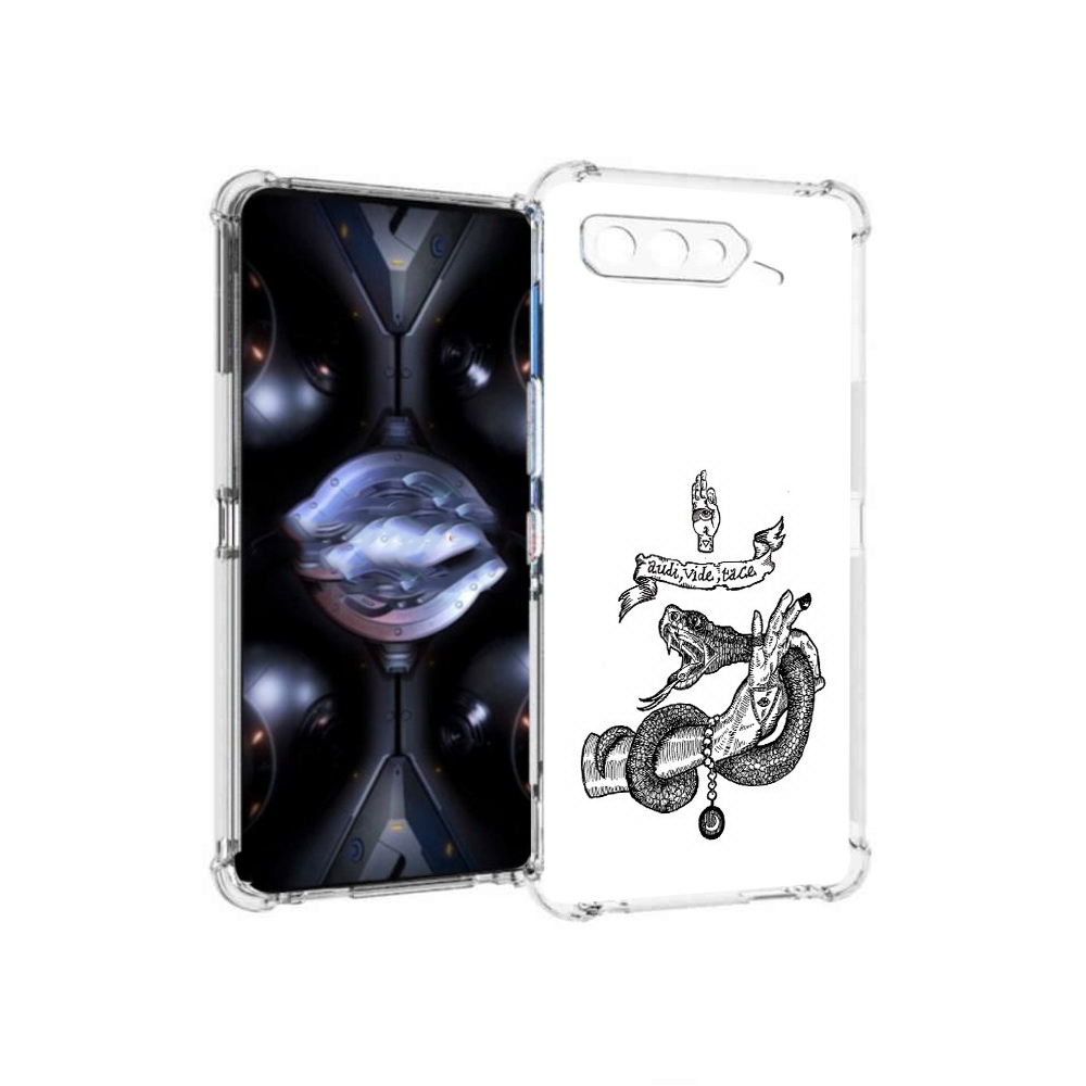 

Чехол MyPads Tocco для Asus ROG Phone 5 Pro змея на руке рисунок, Прозрачный, Tocco