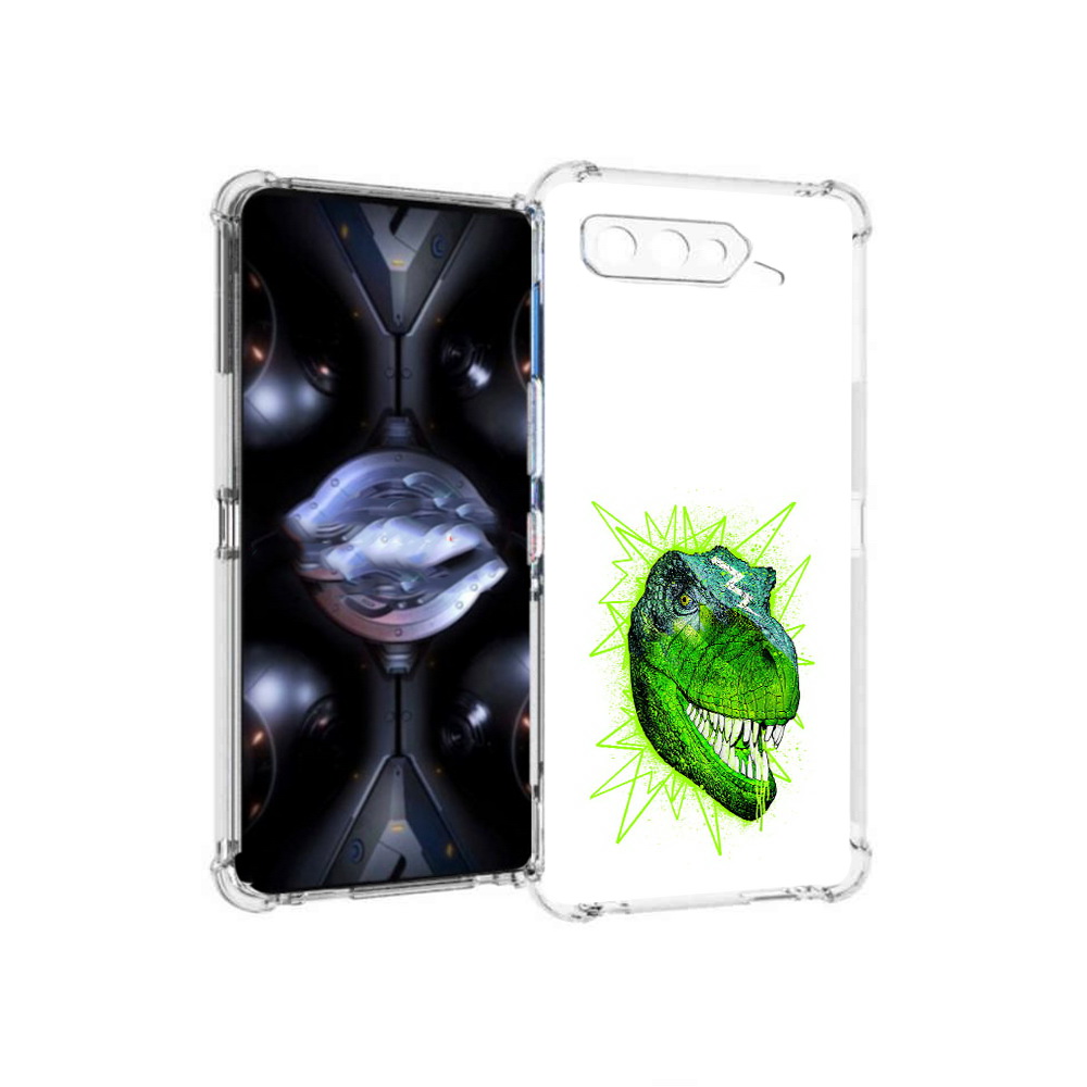 

Чехол MyPads Tocco для Asus ROG Phone 5 Pro зеленый динозавр, Прозрачный, Tocco