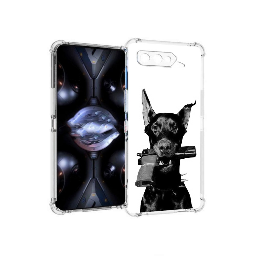 

Чехол MyPads Tocco для Asus ROG Phone 5 Pro доберман с пистолетом, Прозрачный, Tocco