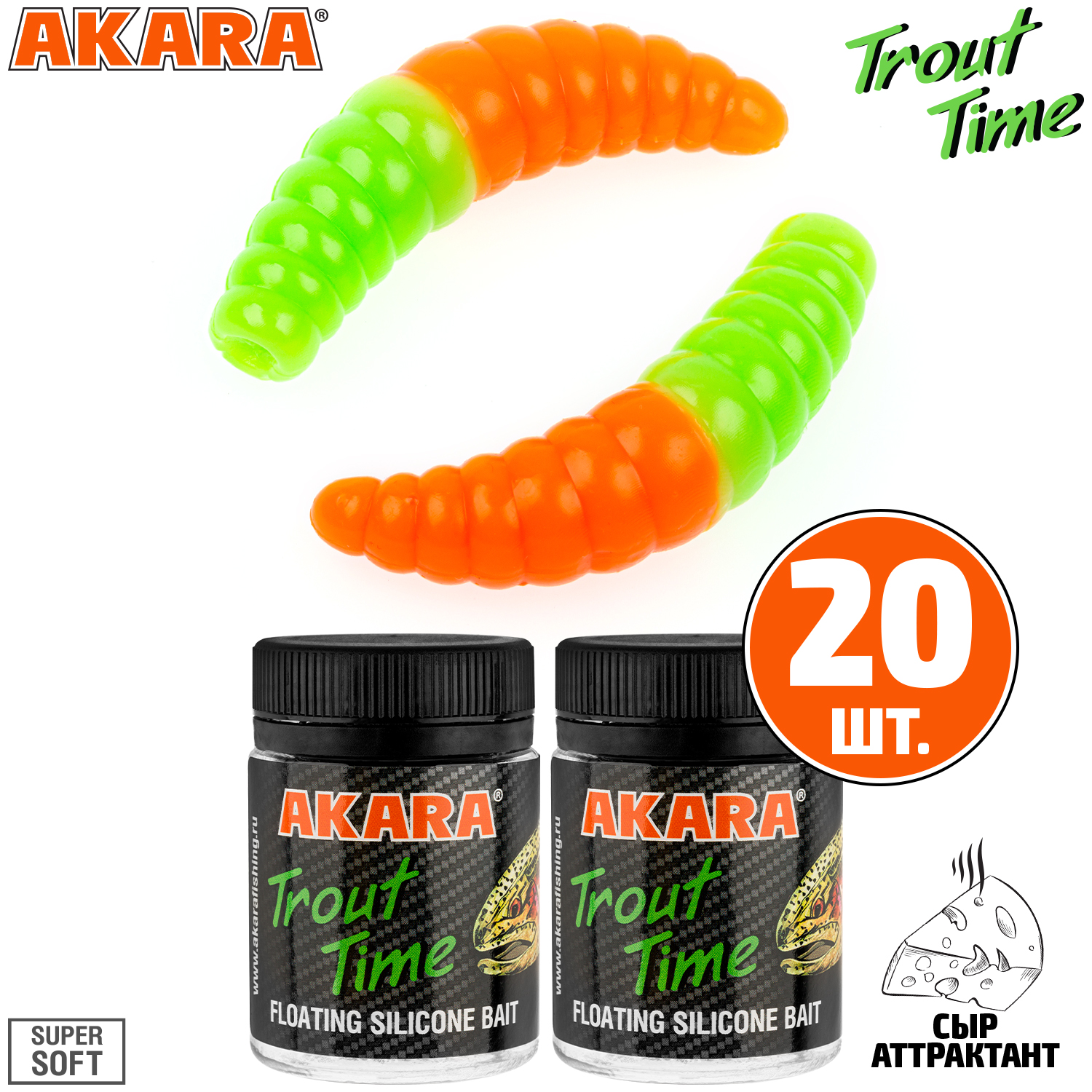 

Силиконовая приманка Akara Trout Time MAGGOT 1,6 Cheese 454 (20 шт.), MAGGOT 1,6 Сыр