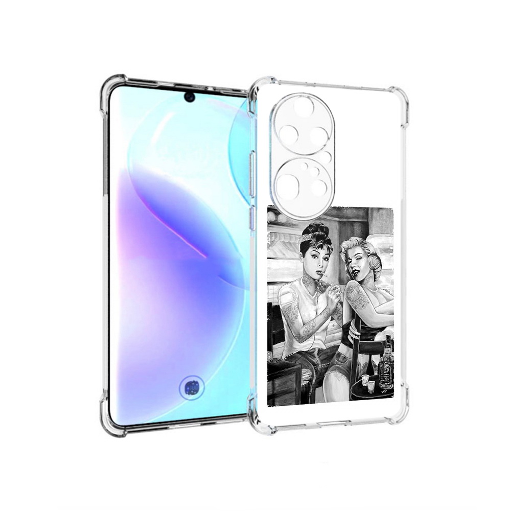 

Чехол MyPads Tocco для Huawei P50 Pro тату мастер, Прозрачный, Tocco