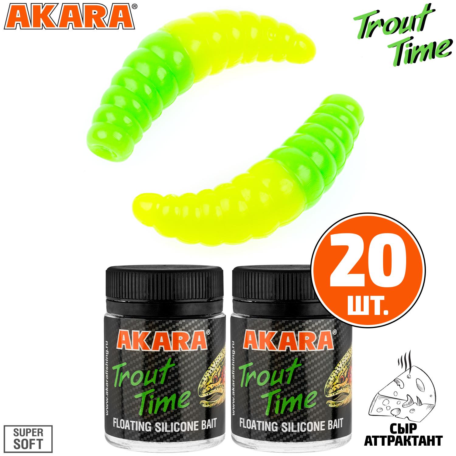 

Силиконовая приманка Akara Trout Time MAGGOT 1,6 Cheese 453 (20 шт.), MAGGOT 1,6 Сыр