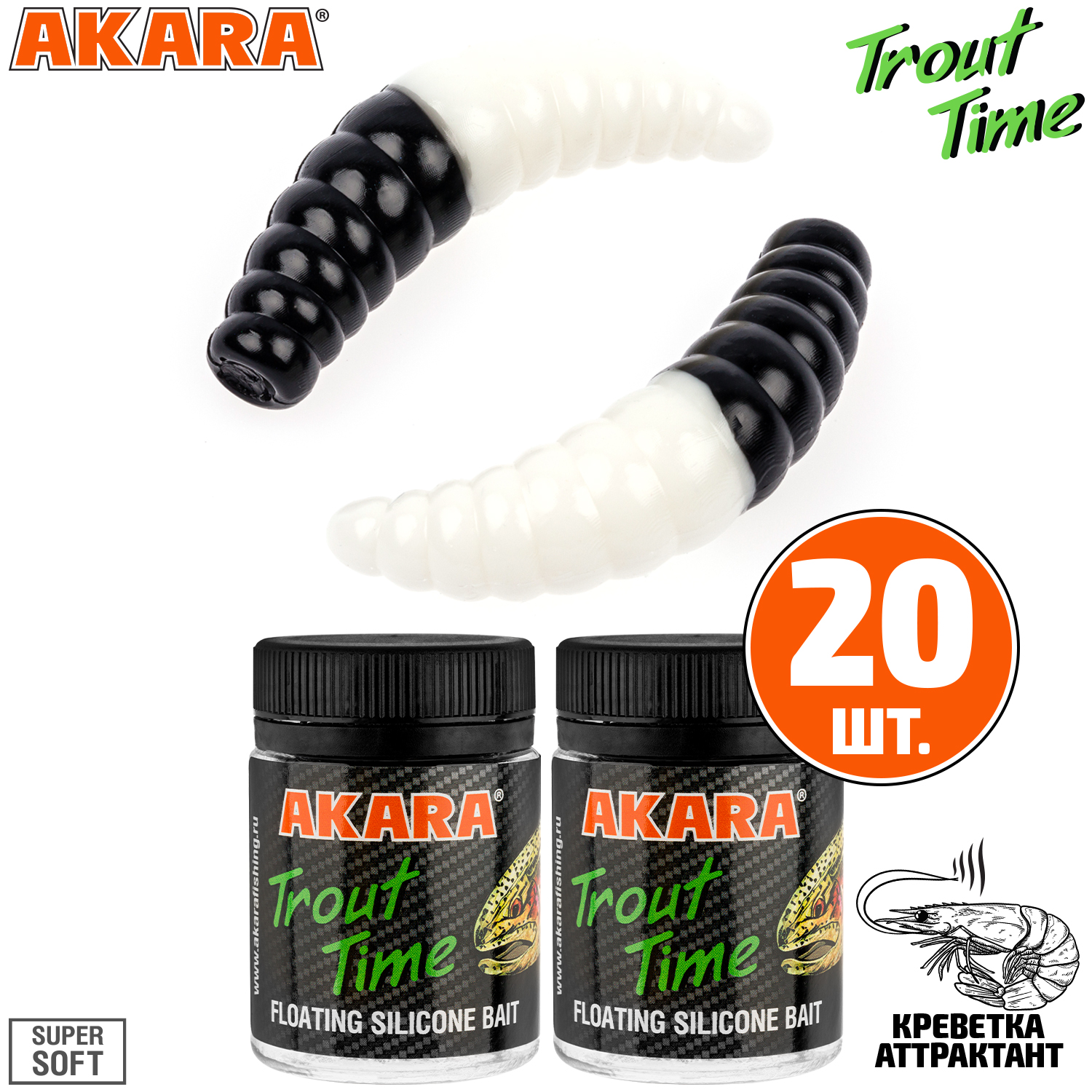 

Силиконовая приманка Akara Trout Time MAGGOT 1,6 99T, Shrimp (20 шт.), MAGGOT 1,6 Креветка