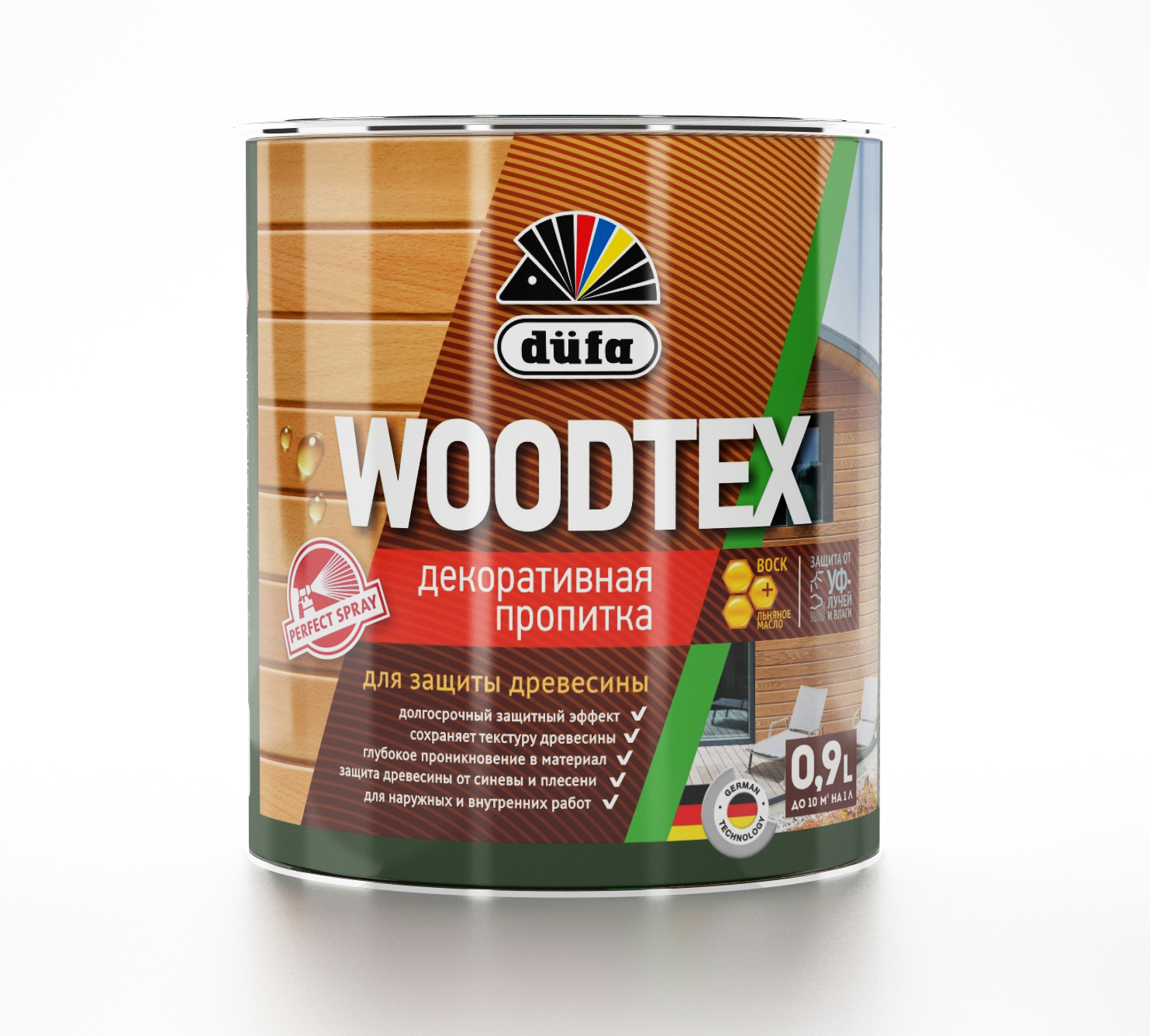 Пропитка для дерева Dufa Wood Tex Тик, 900 мл