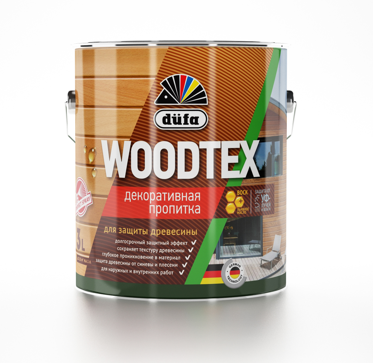 Пропитка для дерева Dufa Wood Tex серая, 3 л средство для удаления плесени и других биопоражений dec