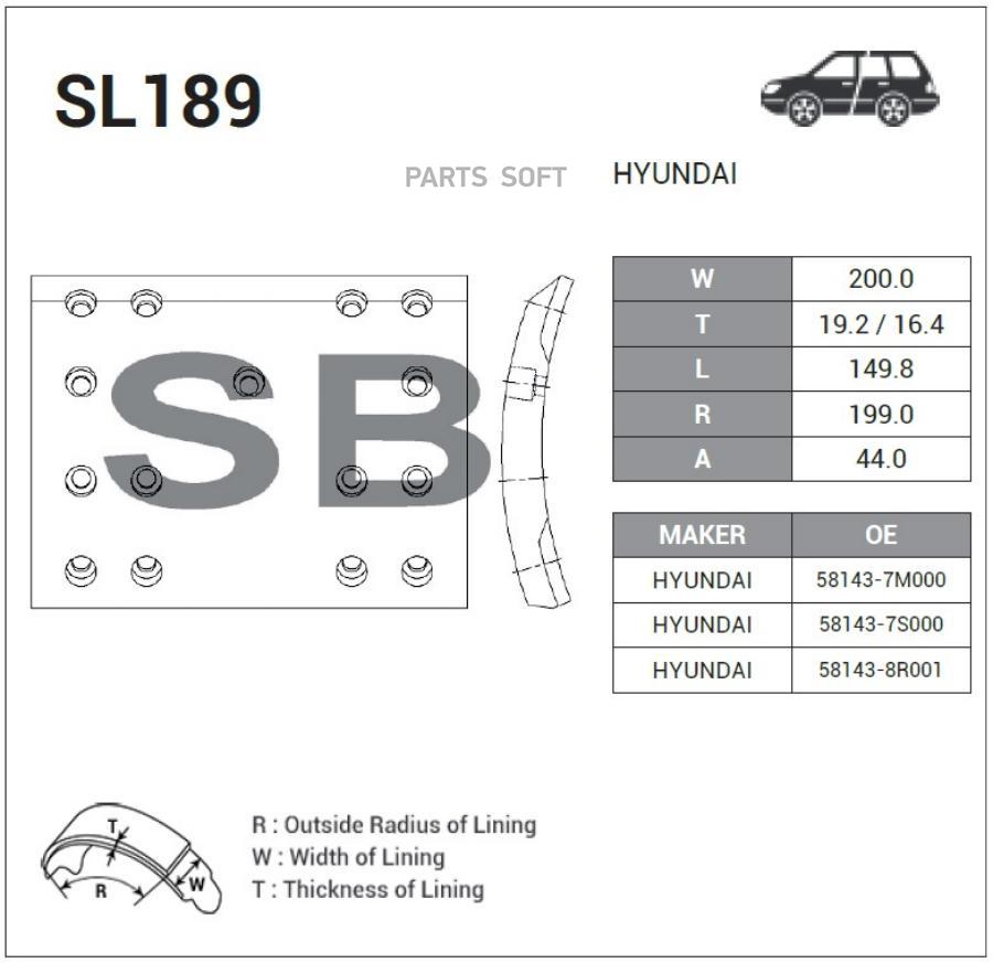 Накладка тормозная Sangsin brake sl189