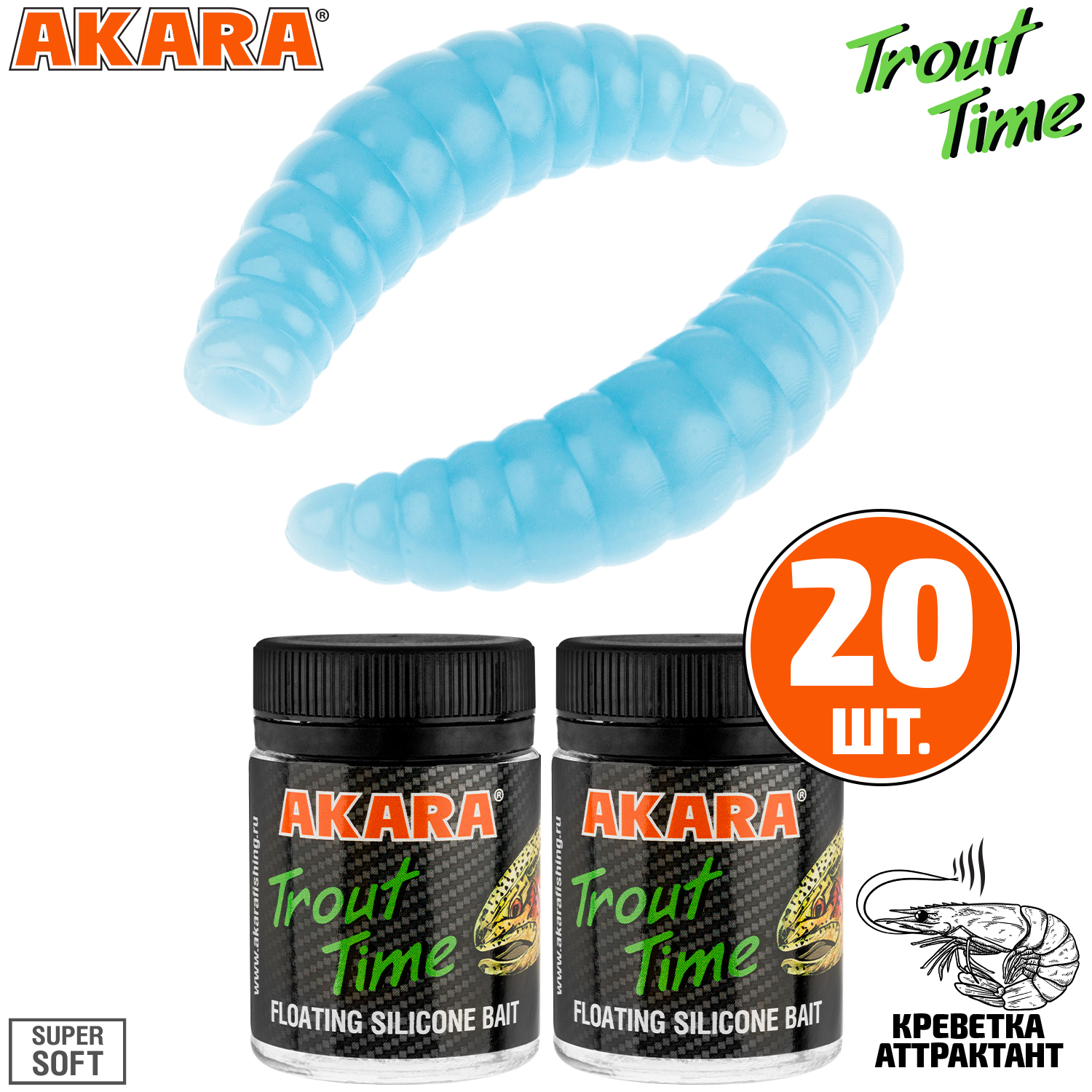 

Силиконовая приманка Akara Trout Time MAGGOT 1,6 463, Shrimp (20 шт.), MAGGOT 1,6 Креветка