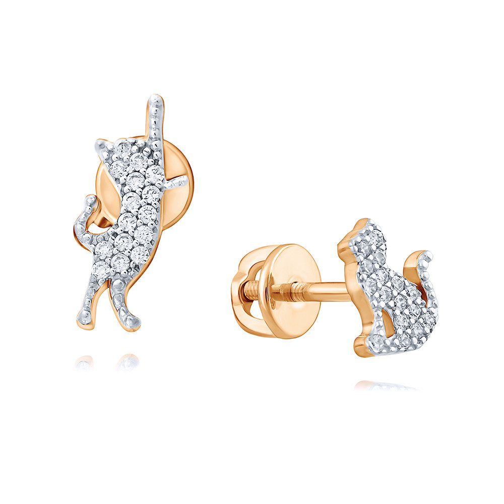 

Серьги пусеты из красного золота ADAMAS 21041567/01-А50Д-72, фианит, 21041567/01-А50Д-72