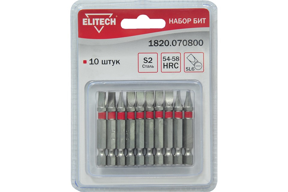

Бита SL6 х 50 мм, 10 штук, Elitech 1820.070800