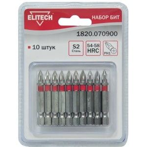 

Бита PH1 х 50 мм, 10 штук, Elitech 1820.070900