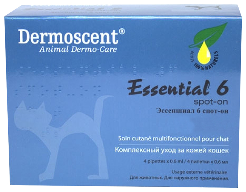 фото Капли для кошек dermoscent essential 6, 4 пипетки