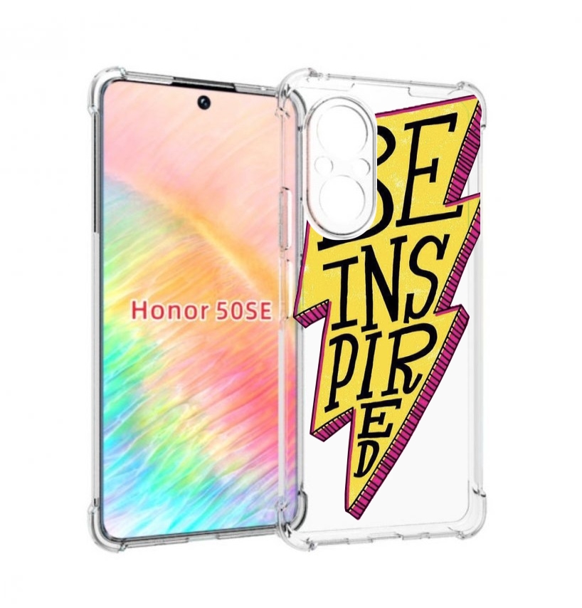 

Чехол бампер MyPads надпись в желтой молнии для Honor 50 SE прот, Прозрачный, Tocco
